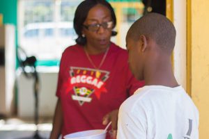 Child receives bowl of food